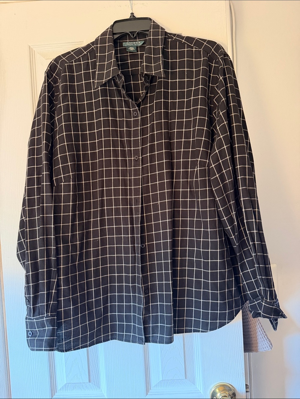 Lauren Ralph Lauren Black Shirt with White Windowpane Check xxl